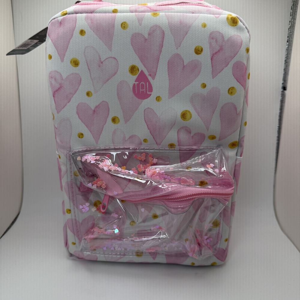 NWT Tal Pink & White Hearts‎ Insulated Lunch Box, Kids Lunchbag